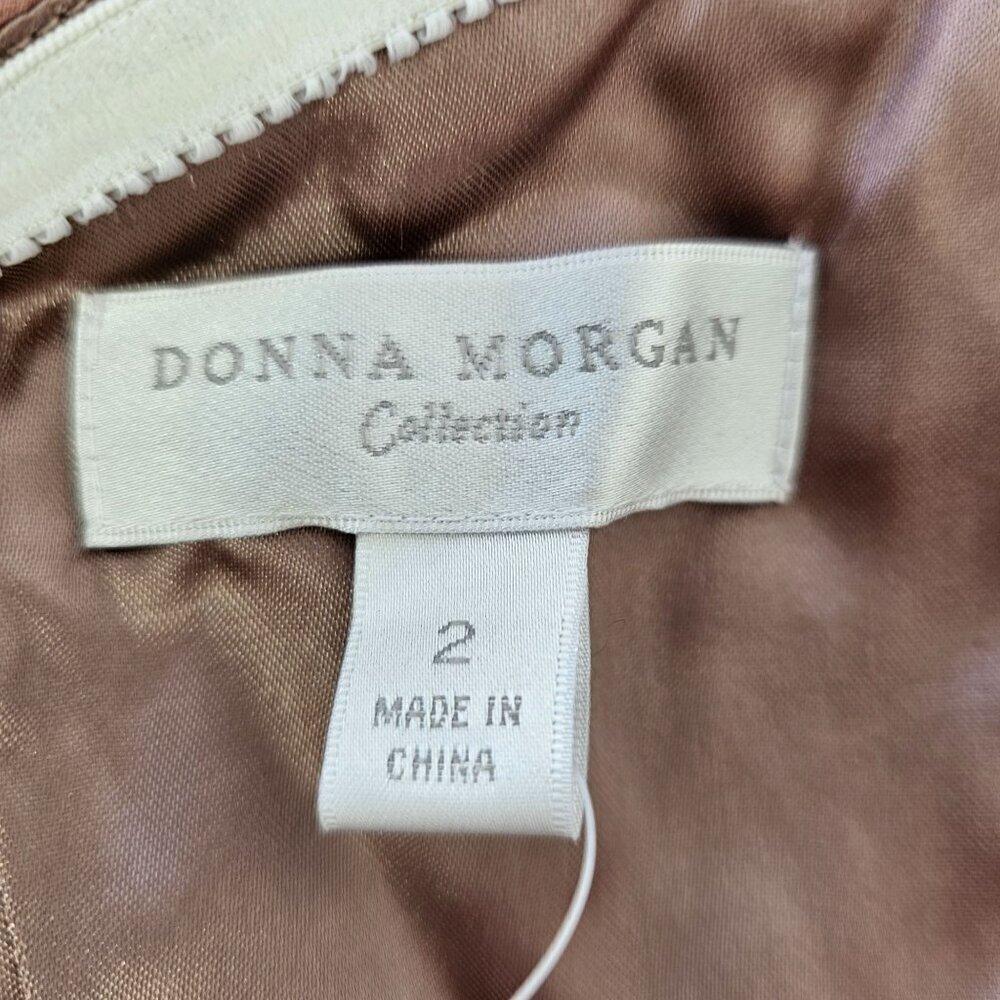 Donna Morgan Collection Grecian One-Shoulder Maxi Dress Sz 2 Pink Fit Flare NWT - Picture 3 of 12